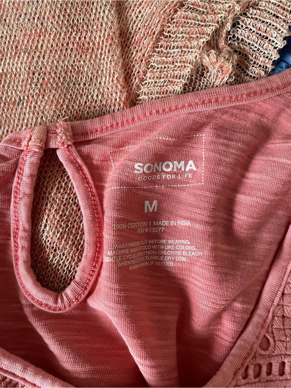 Sonoma Coral Crochet-Front Peplum Tee - Picture 3 of 3
